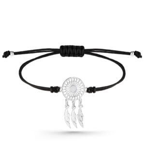 Bransoletka na czarnym sznurku łapacz sn&oacute;w