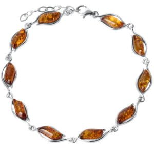 Bransoletka srebrna z bursztynem