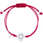 Bransoletka szczęścia srebrna na sznurku z Twoją literką