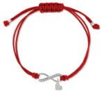 Bransoletka na czerwonym sznurku srebrna nieskończoność
