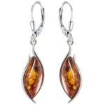Kolczyki wiszące z bursztynem