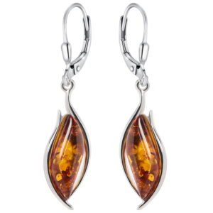 Kolczyki wiszące z bursztynem