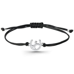 Bransoletka na sznurku z koń z cyrkoniami