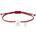 Bransoletka dla dziewczynki na sznurku na szczęście aniołek z Twoją literką