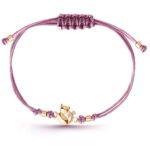 Bransoletka dla dziewczynki pozłacana na sznurku srebro