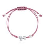 Bransoletka dla dziewczynki na sznurku z perełką srebro uroczy kotek