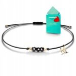 Bransoletka czarny turmalin naturalny srebro pozłacane na sznurku ochronna