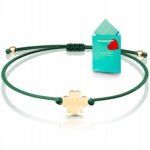 Bransoletka sznurek sznurkowa koniczynka srebro pozłacane na szczęście 925