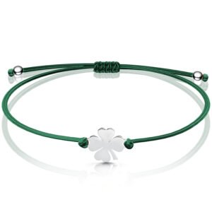 Bransoletka na szczęście koniczynka na sznurku sznurkowa celebrytka 925