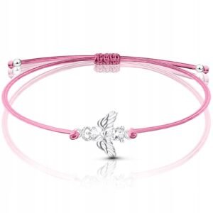 Bransoletka dla dziewczynki aniołek komunia na szczęście prezent srebro 925