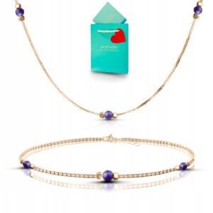 Bransoletka ametyst naszyjnik biżuteria z ametystem kamienie naturalne 925